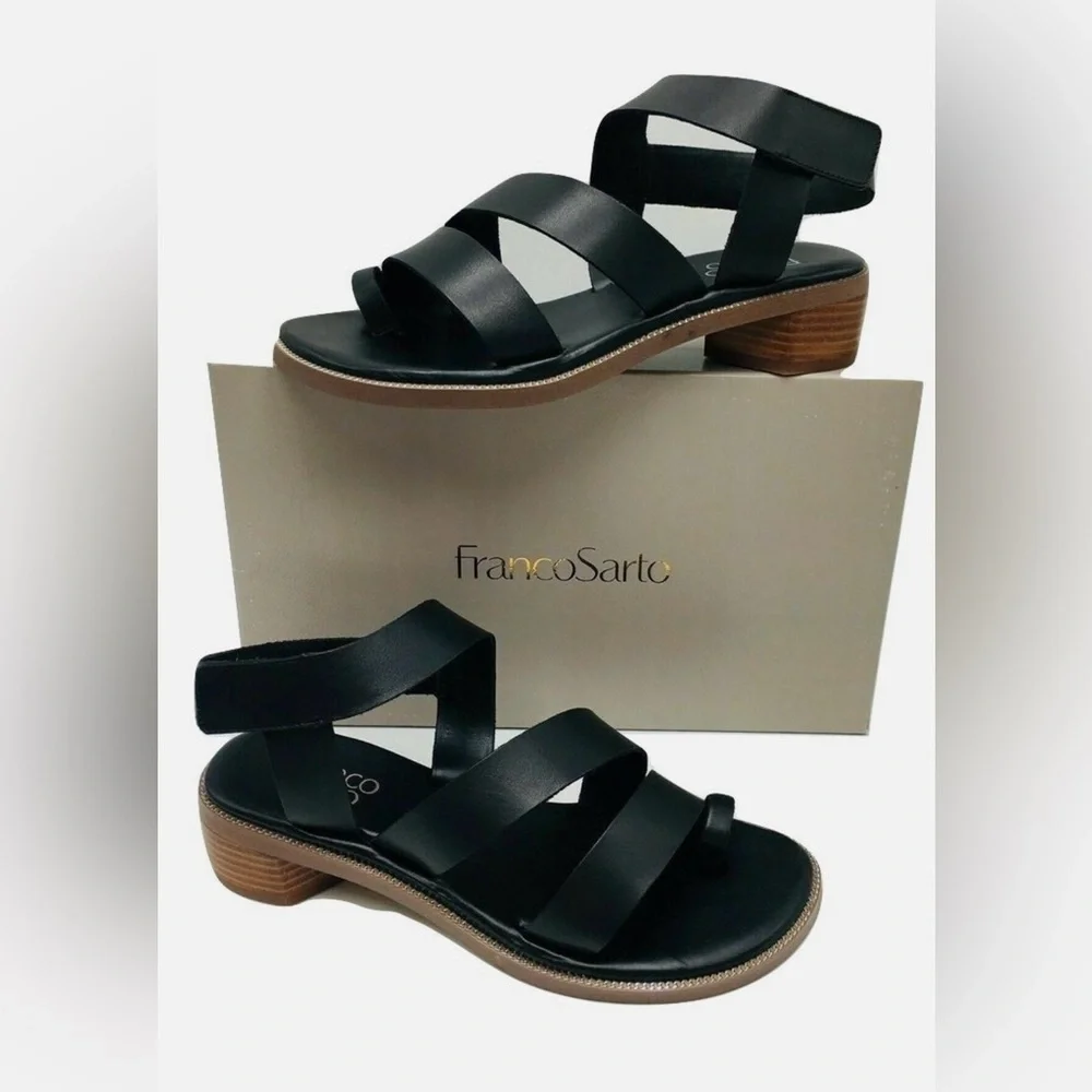 Franco Sarto Laritza Strappy Sandals, Black, New in Box